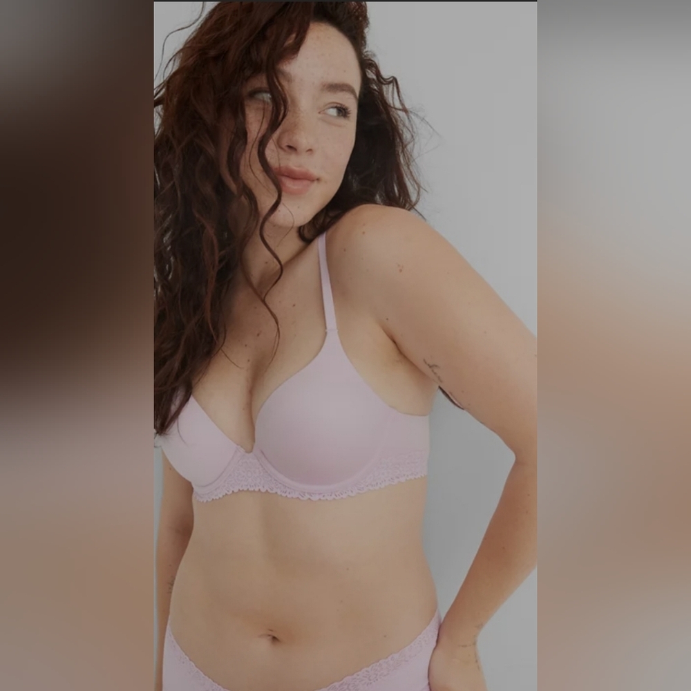 NWT Aerie Real Sunnie Full Coverage Lightly Lined Blossom Lace Trim Bra 36G